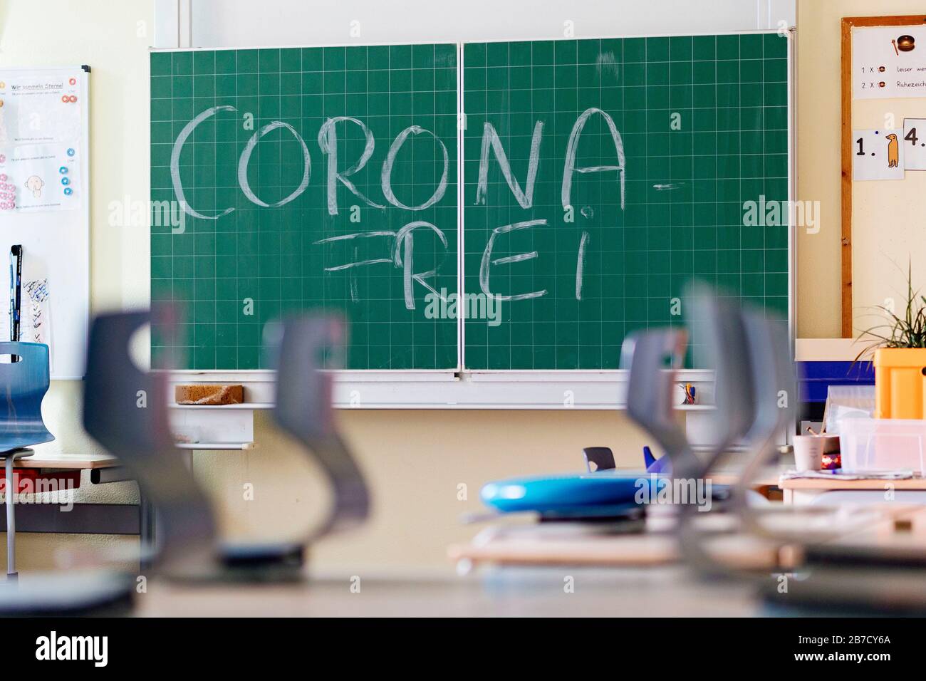 Corona-free at a school in Südstadt Cologne (Germany) Stock Photo