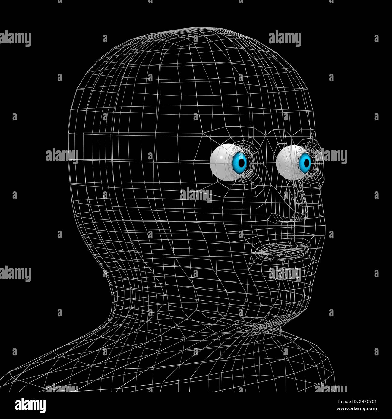 3D geometrical head, eyes Stock Photo Alamy