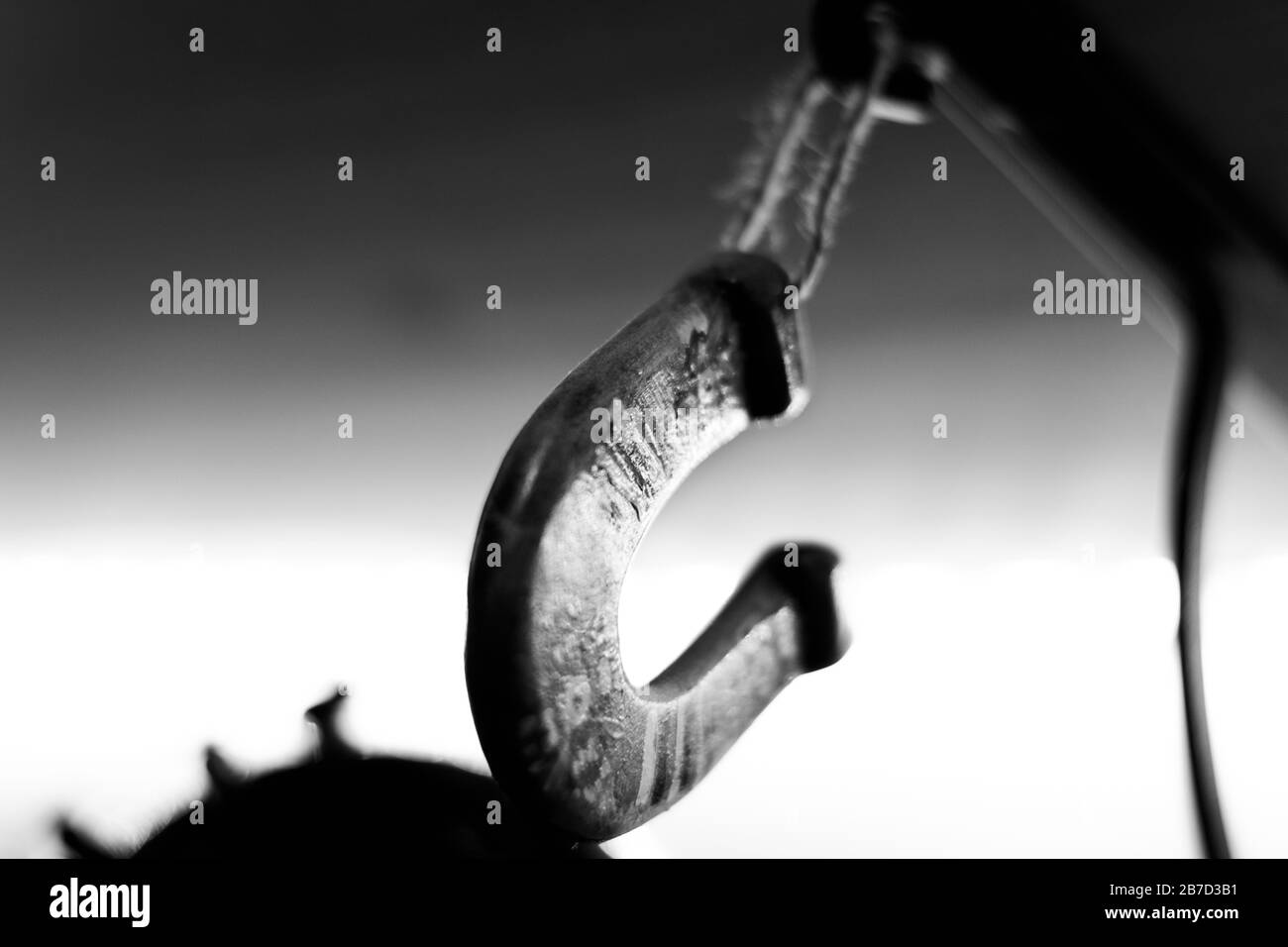 A wooden homemade lucky horseshoe made in Romania, Bucharest Stock