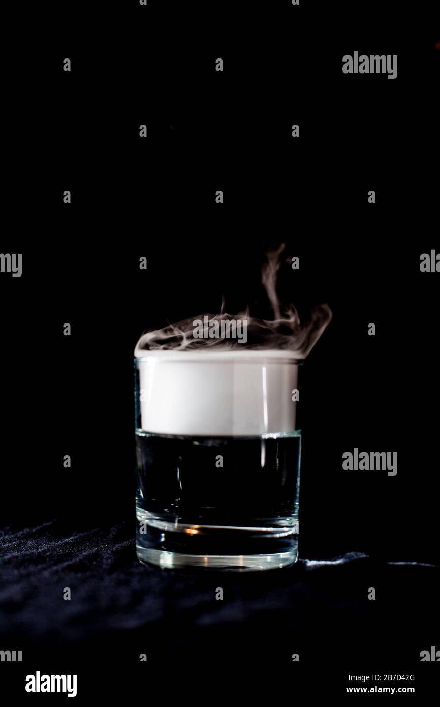 Chemical reaction of dry ice with liquid Stock Photo Alamy