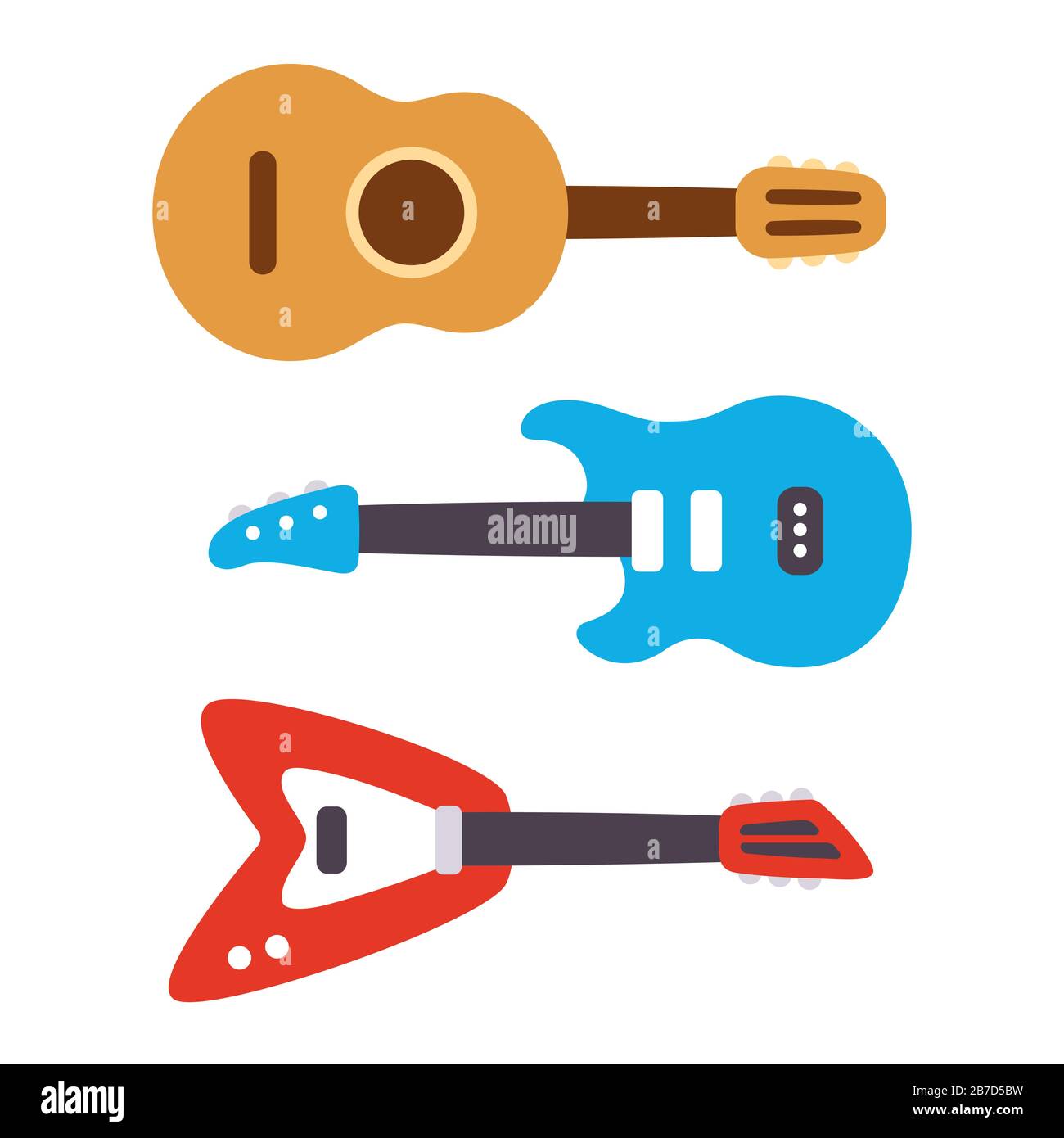 Three cartoon guitar drawings set. Classic acoustic and modern electric  rock guitars. Simple cute vector illustration of musical instruments Stock  Vector Image & Art - Alamy