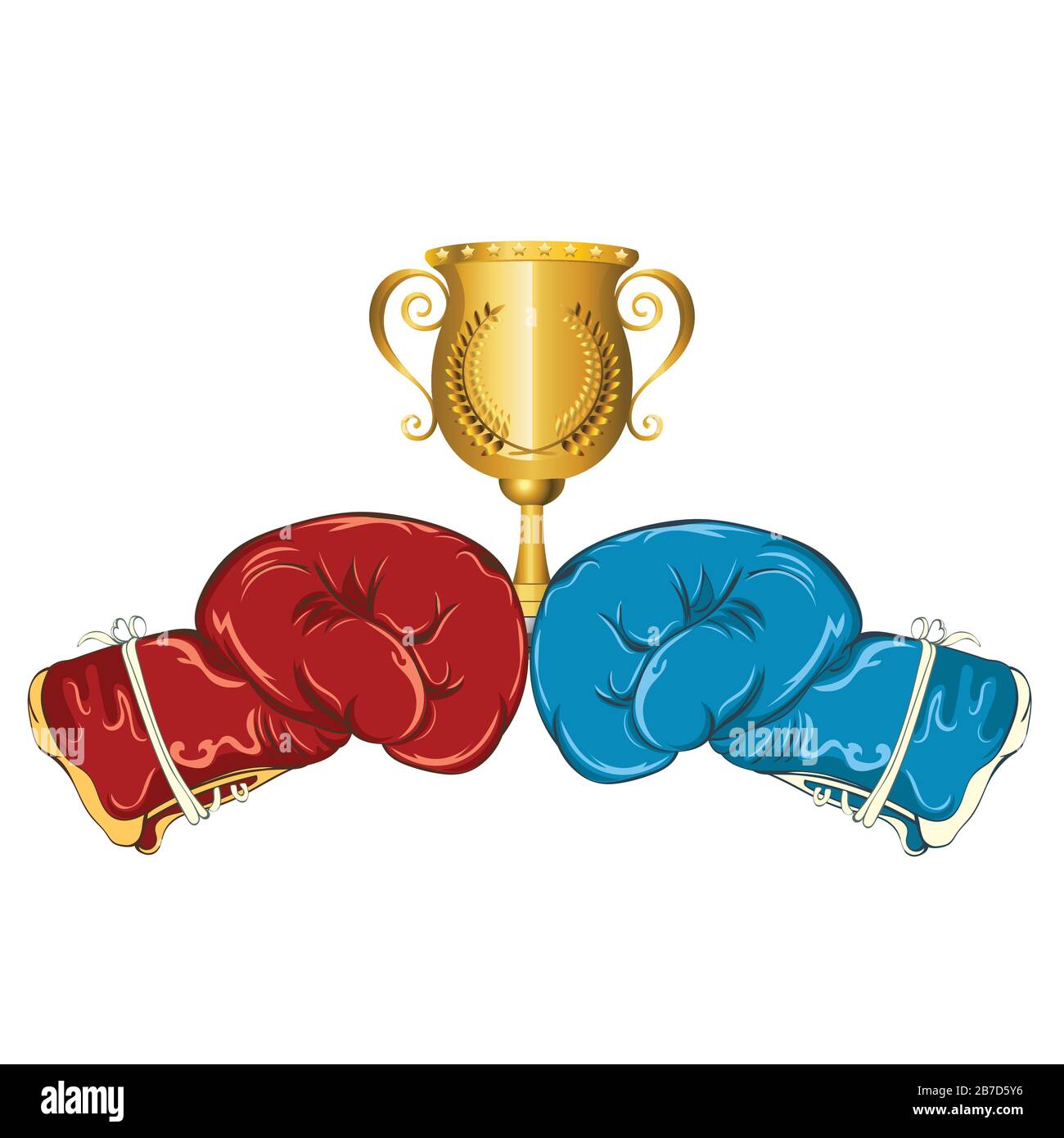 Golden trophy cup with boxing gloves sport design Stock Vector Image