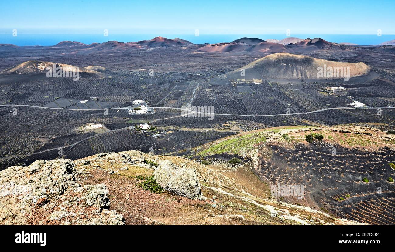 View on La Geria from the Montana de Guardilama, Lanzarote, Canary ...