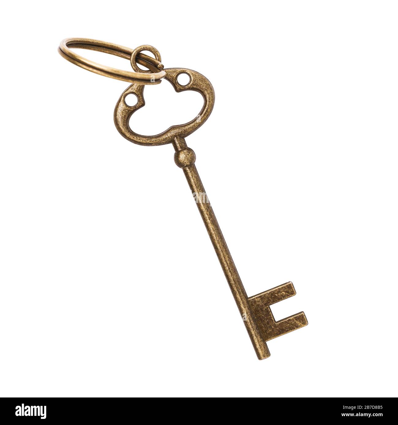 Vintage bronze key isolated on white background, top view Stock Photo ...