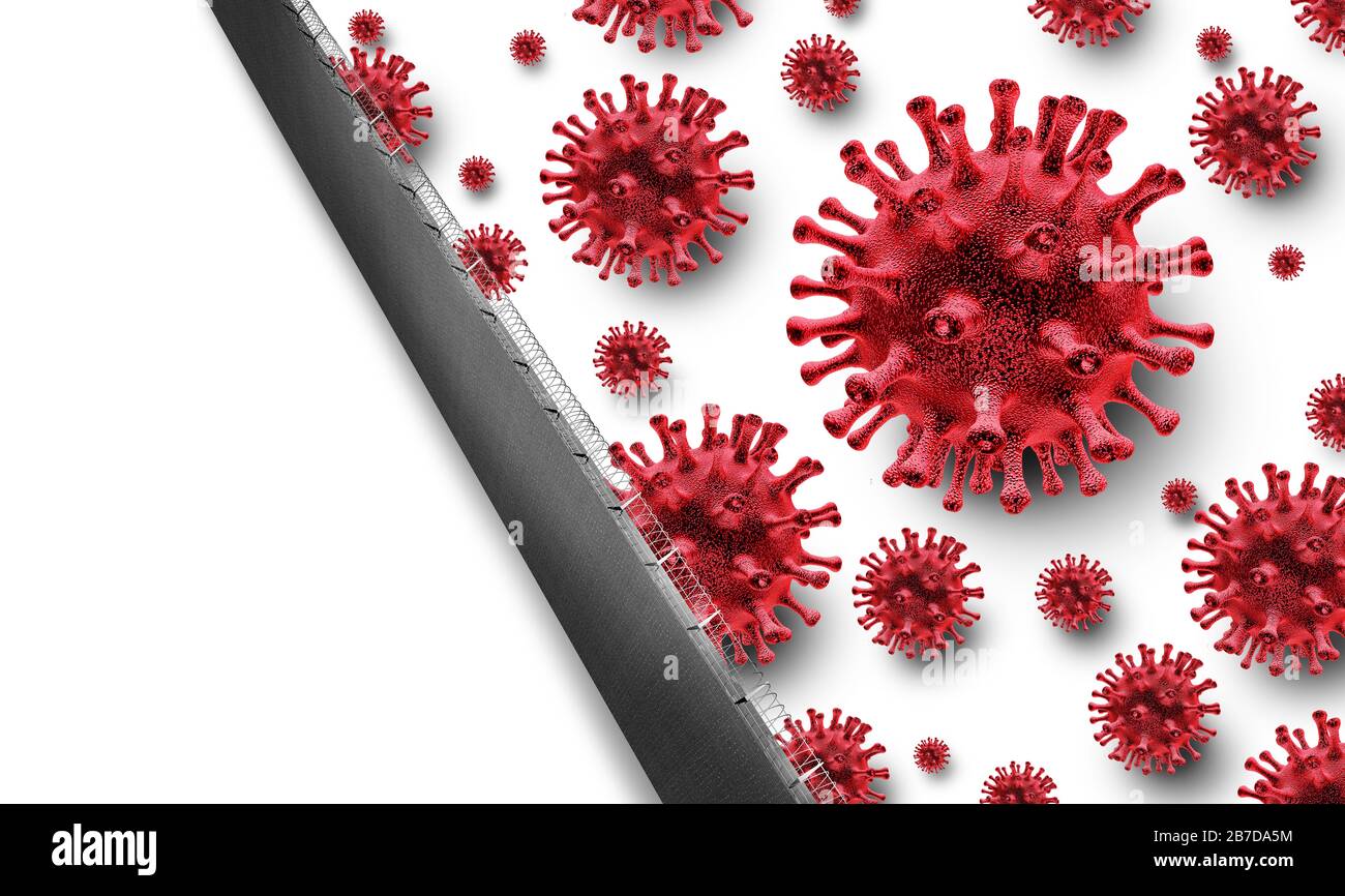 Virus spread control disease restriction and prevent viruses travel restrictions due to contagious virus spreading across the border with soaring. Stock Photo