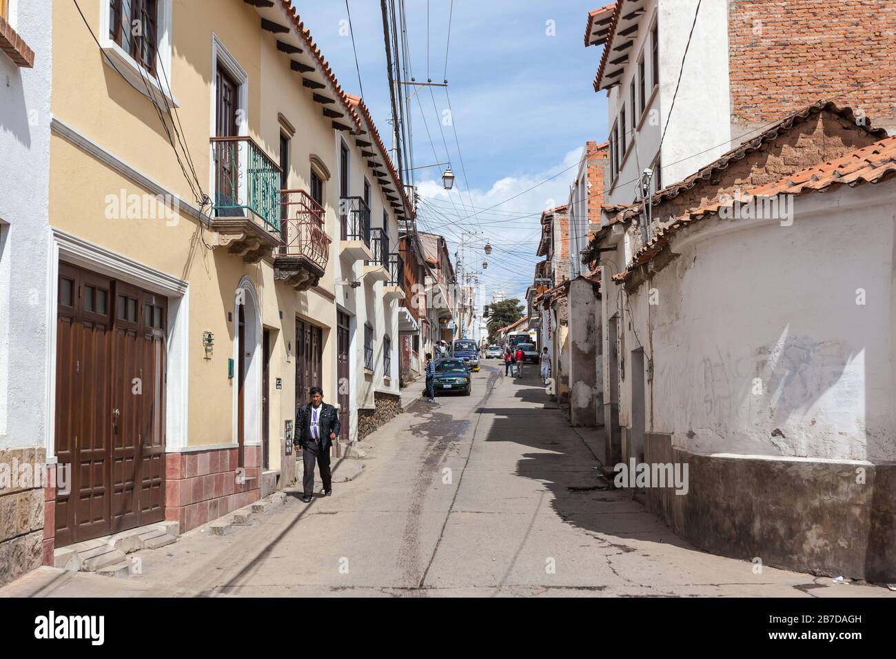 Sucre, Bolivia : red brick roofs and colonial streets of Bolivian capital Stock Photo