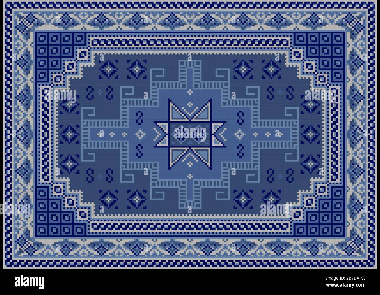 Luxury vintage oriental carpet with blue, bluish and beige shades on ...