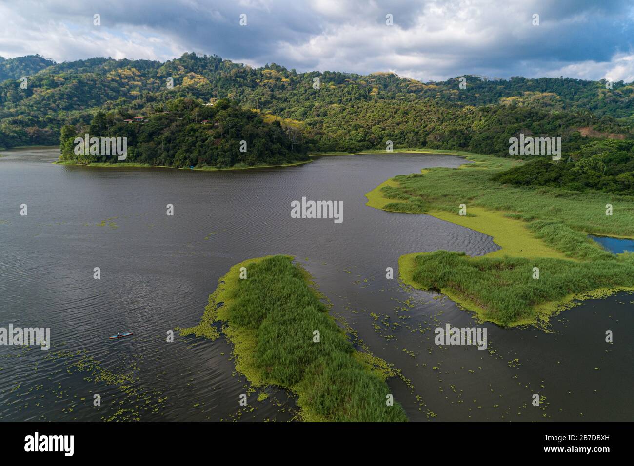 Pejeperrito Lagoon by drone; Corcovado National Park; Osa Peninsula; Costa Rica; Centroamerica Stock Photo