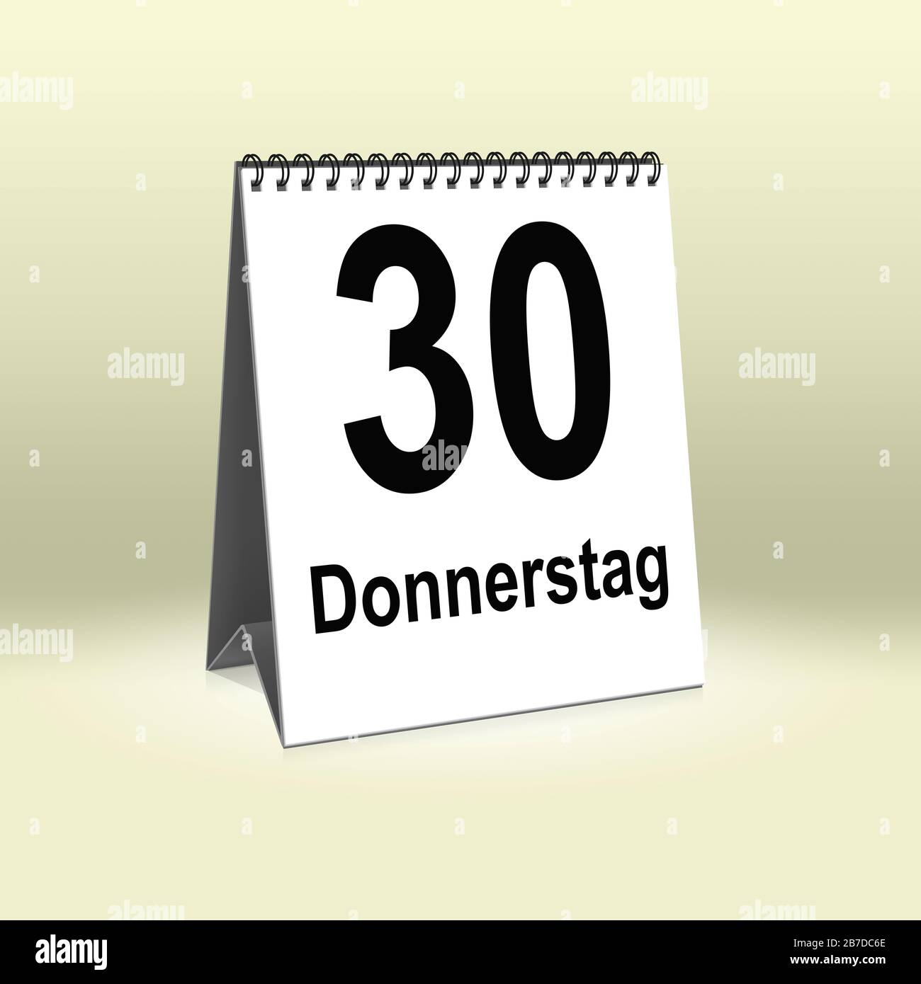 A calendar in German language shows Thursday 30th | Ein Kalender für ...