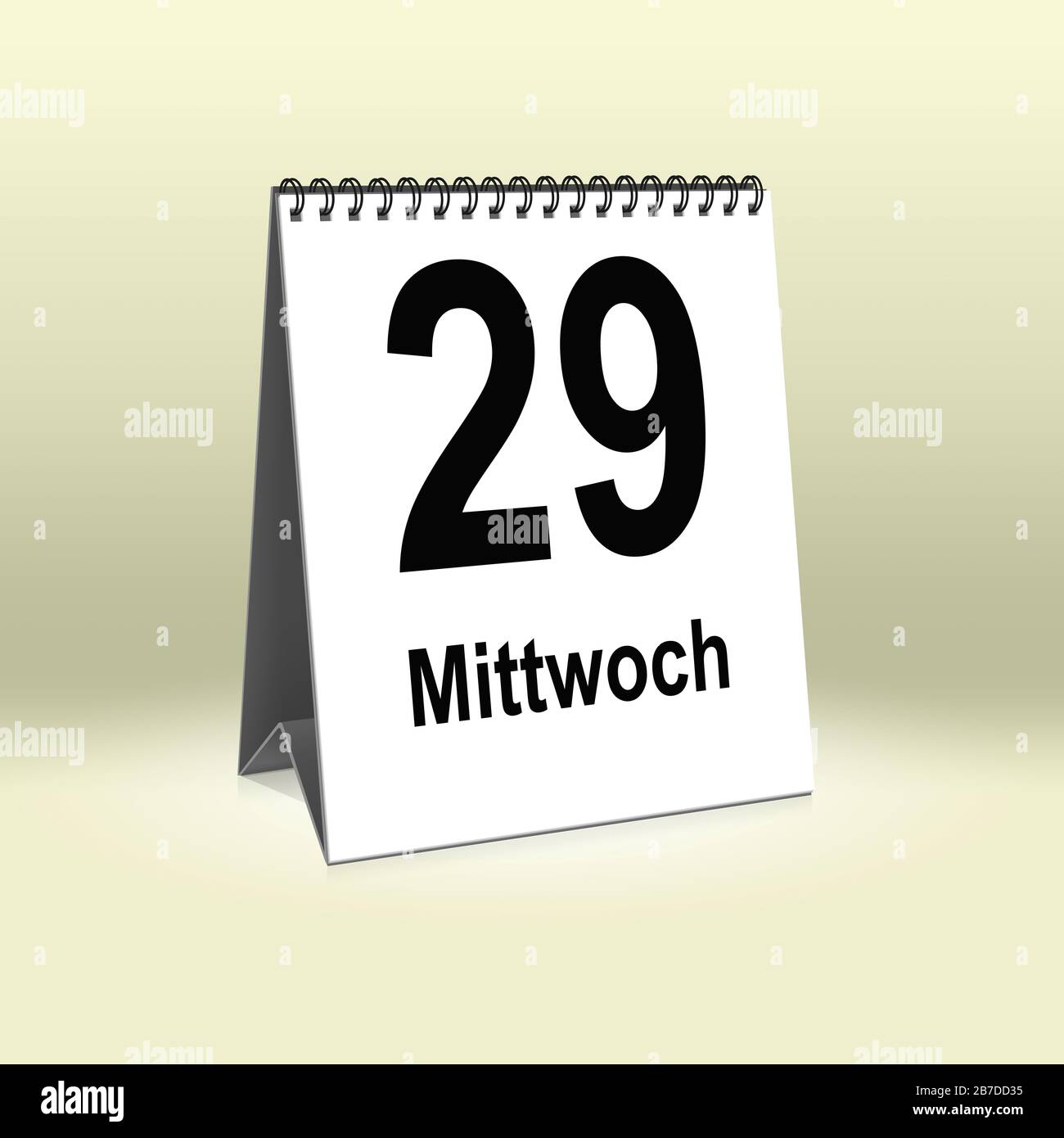 A calendar in German language shows Wednesday 29th | Ein Kalender für den Schreibtisch zeigt Mittwoch 29. Stock Photo