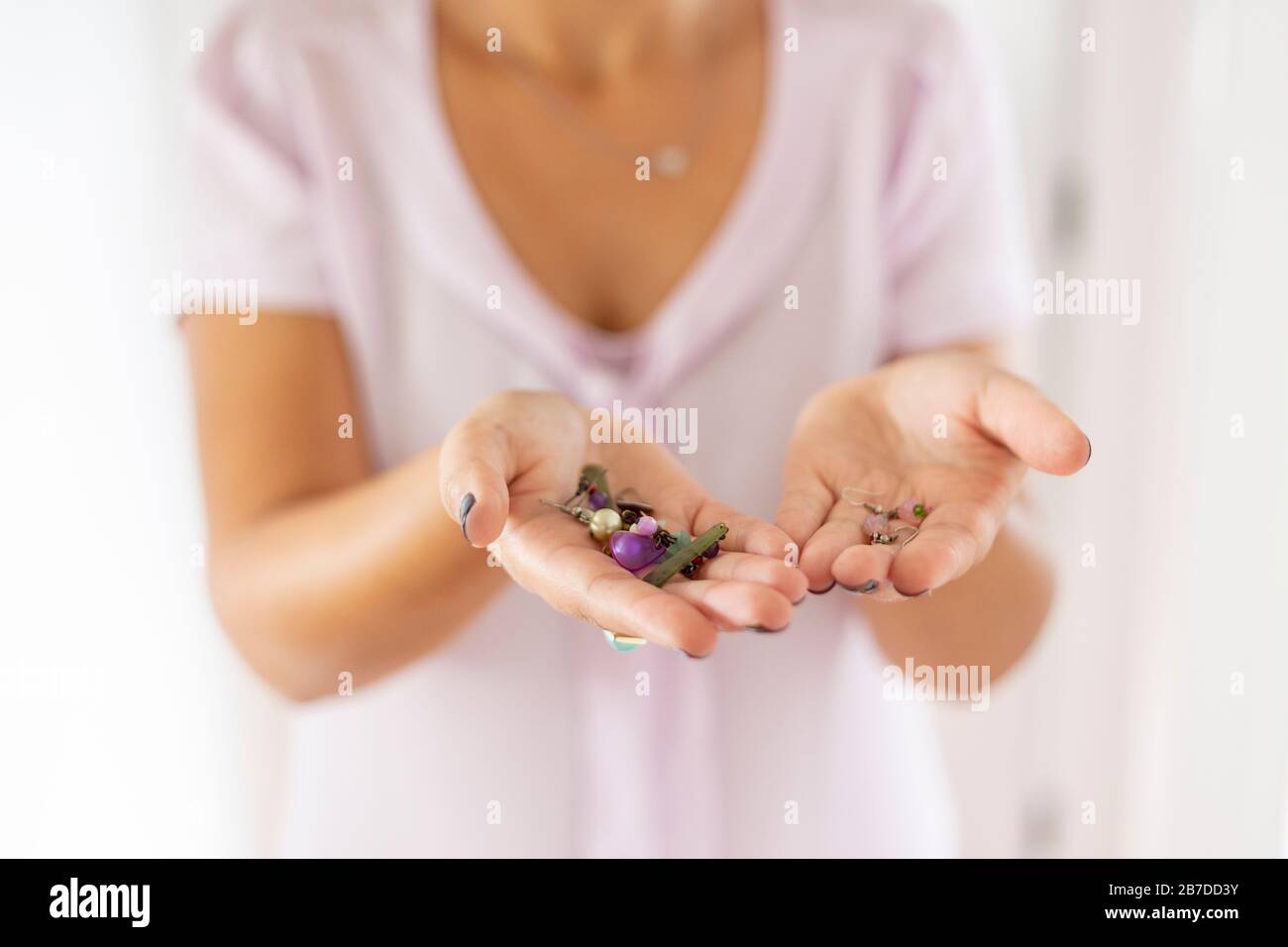 Girl showing jewellery Stock Photo