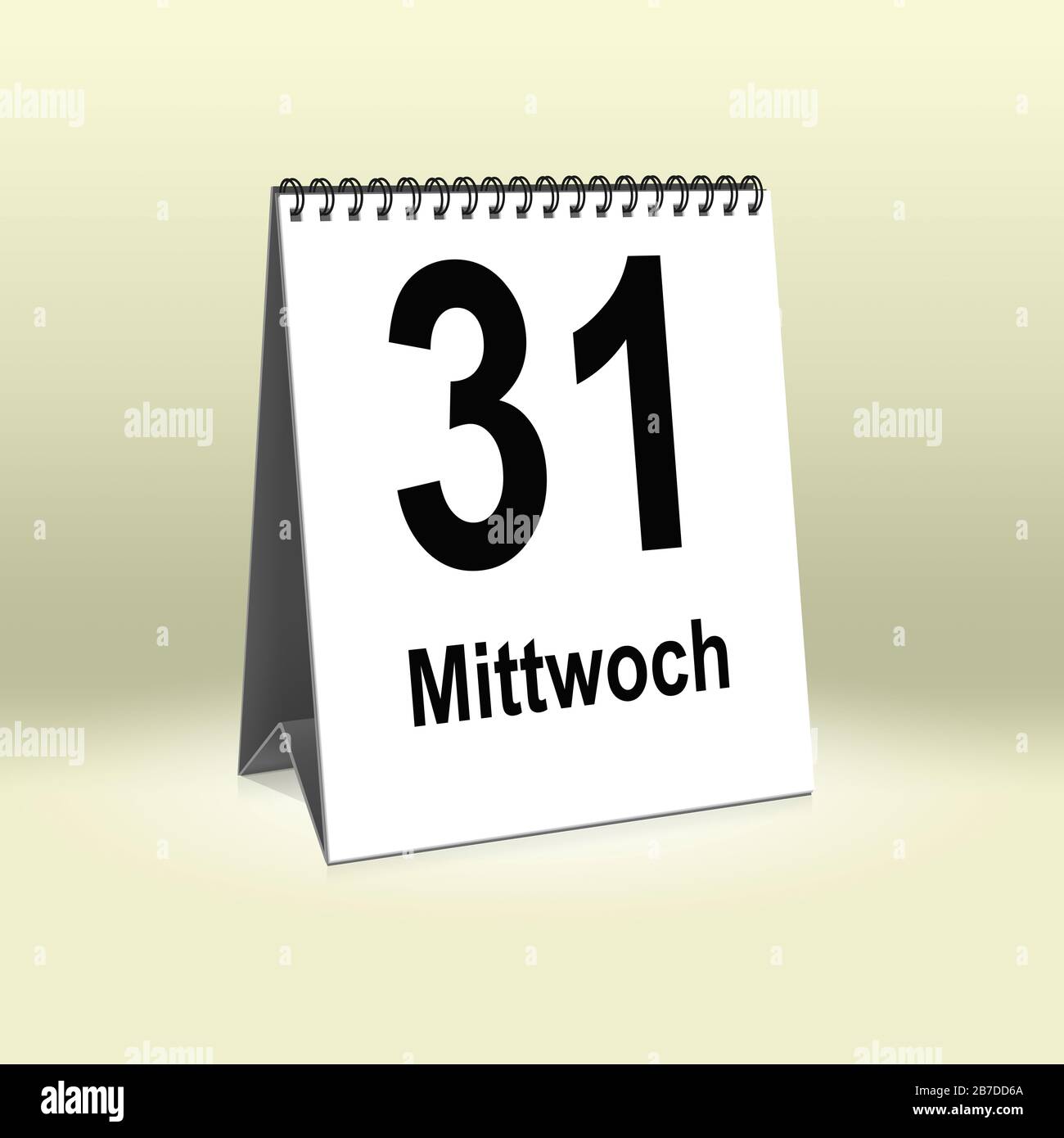 A calendar in German language shows Wednesday 31th | Ein Kalender für den Schreibtisch zeigt Mittwoch 31. Stock Photo
