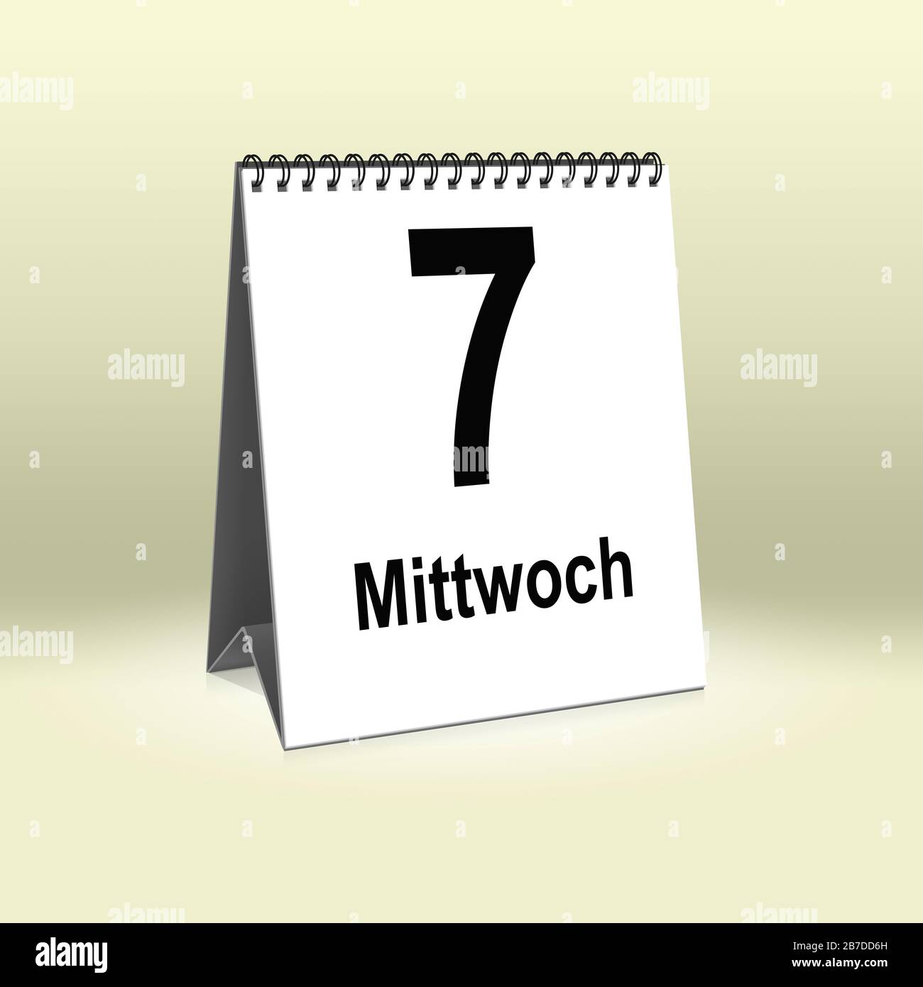 A calendar in German language shows Wednesday 7th Ein Kalender für