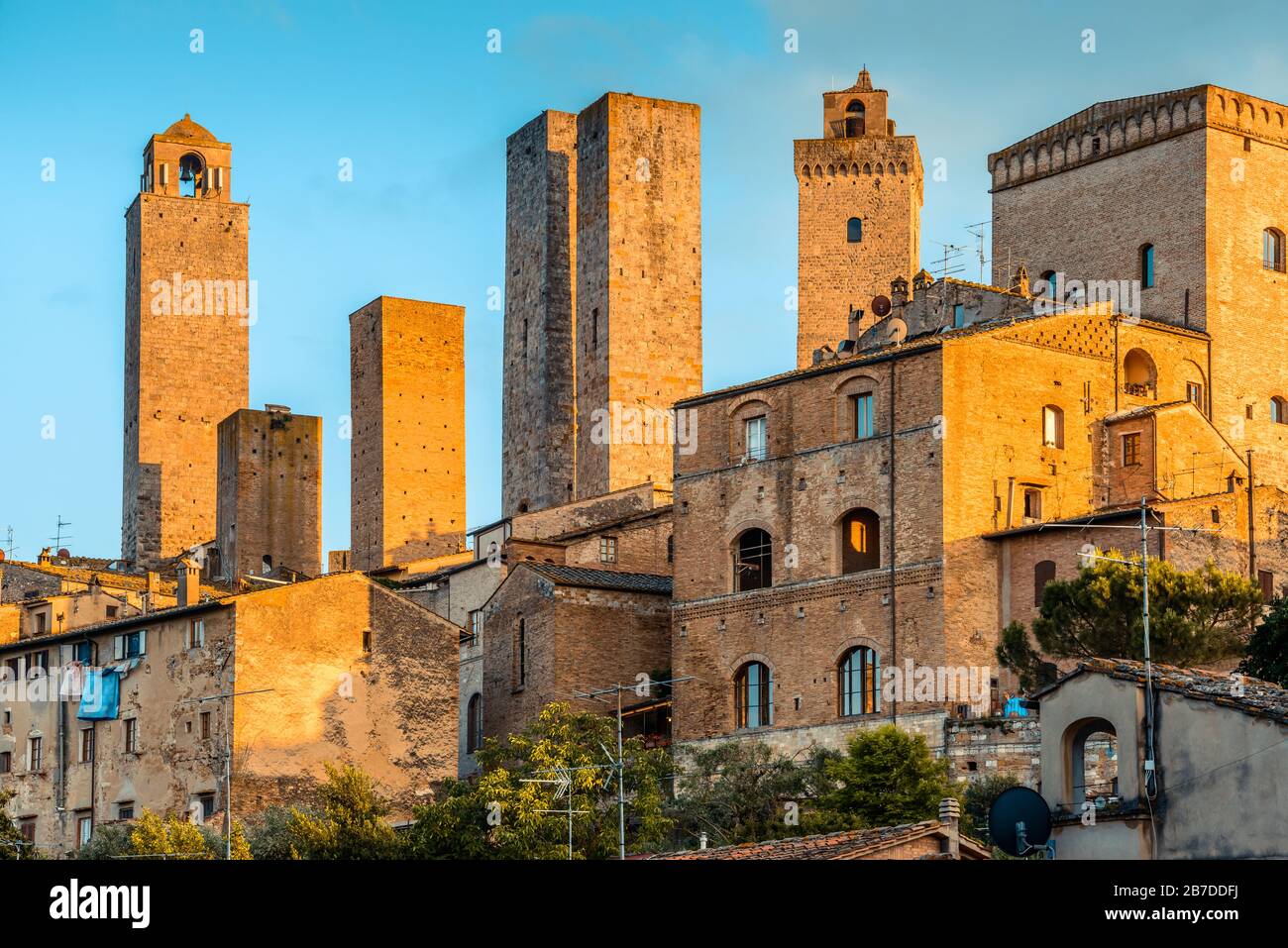 Medieval Towers Of San Gimignano Tuscany Italy Unesco World Heritage Site Dominating The