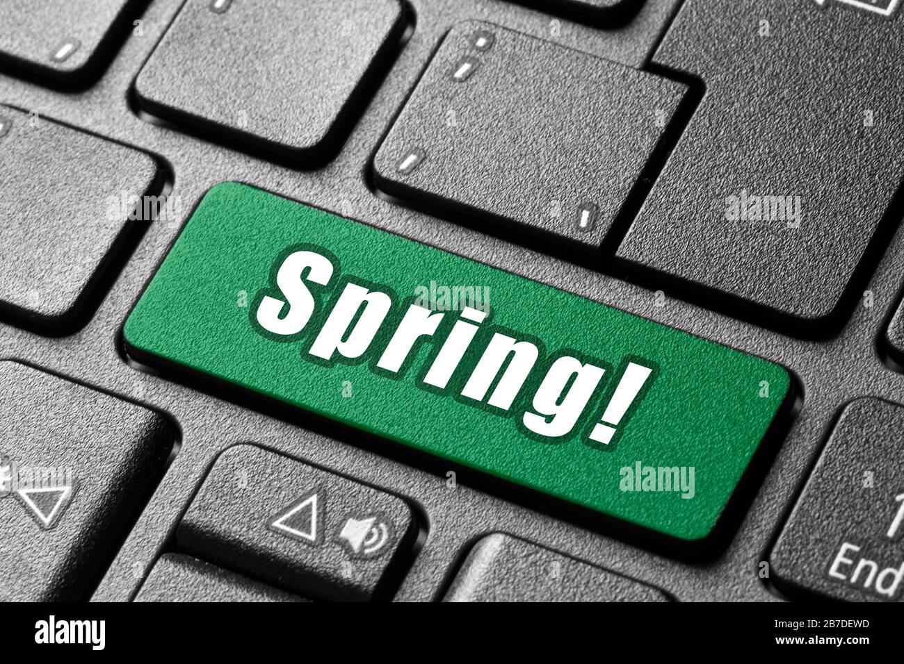 Press the Computer button. A word on it. Stock Photo