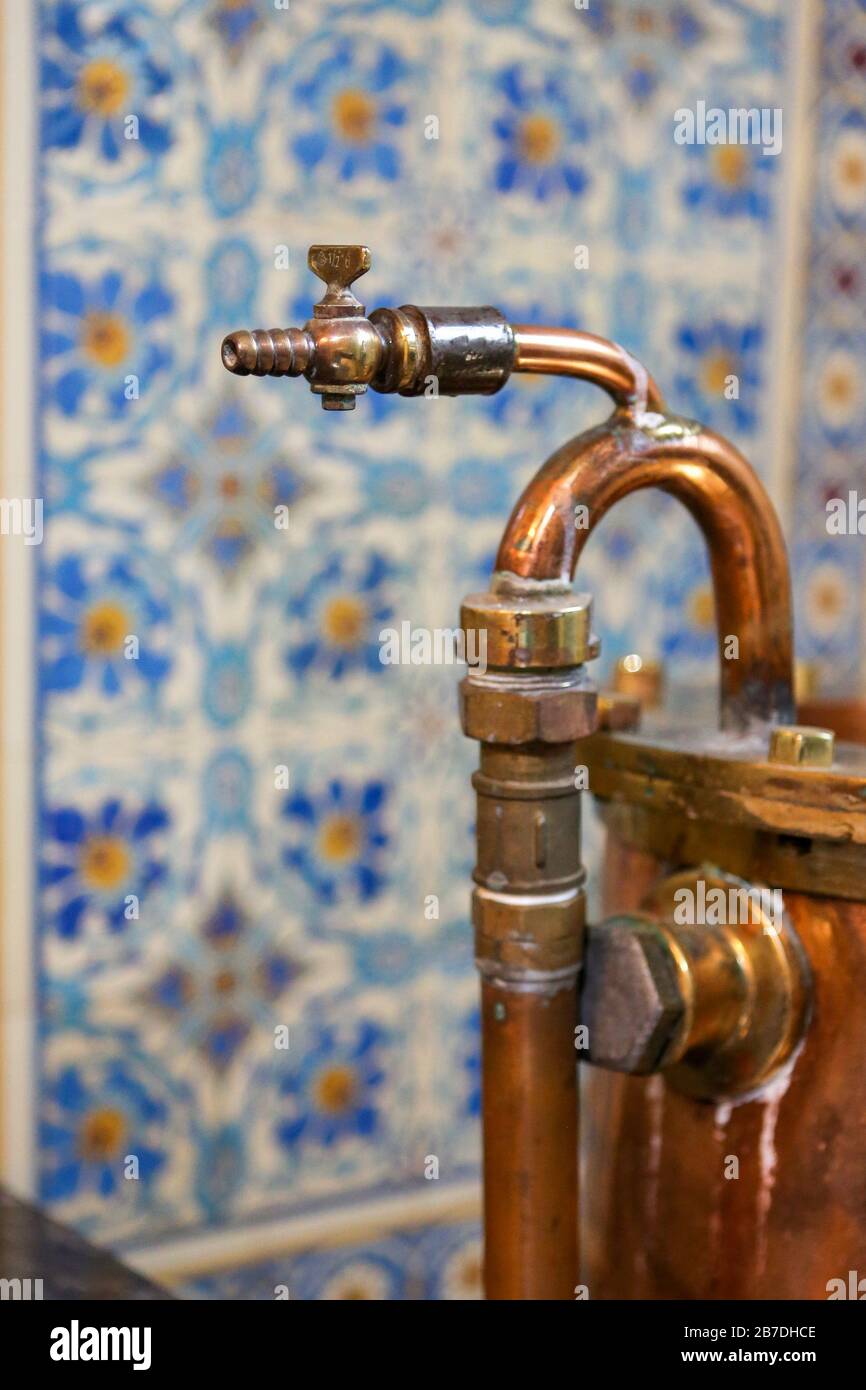 Detail of a tap in a bathing room in a famous historic Spa Hotel in Marienbad (Marianske Lazne) in West Bohemia, Czechia Stock Photo