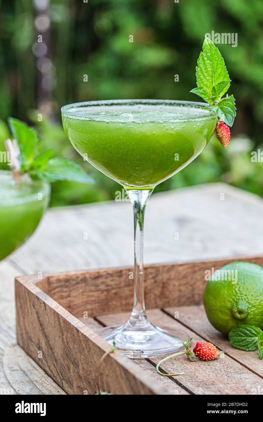 Green margarita cocktail Stock Photo