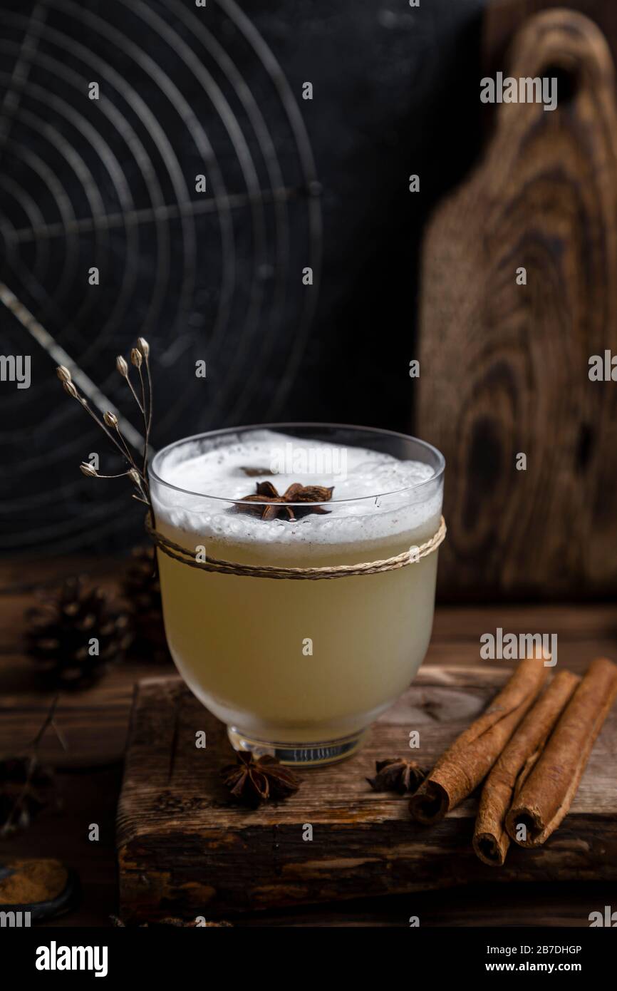 Cloudy apple kombucha cocktail. Stock Photo