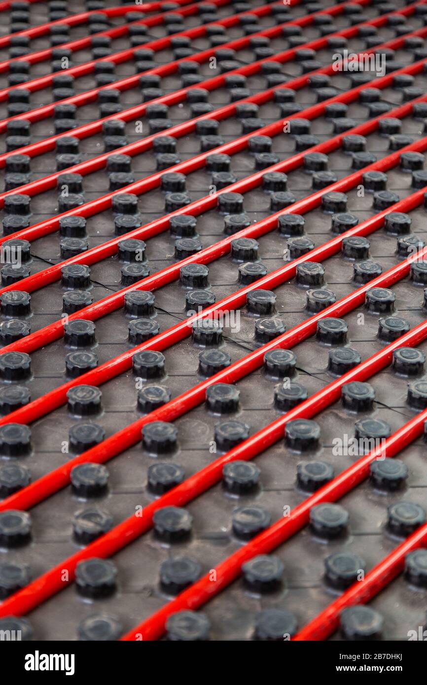Details of a underfloor heating system Stock Photo