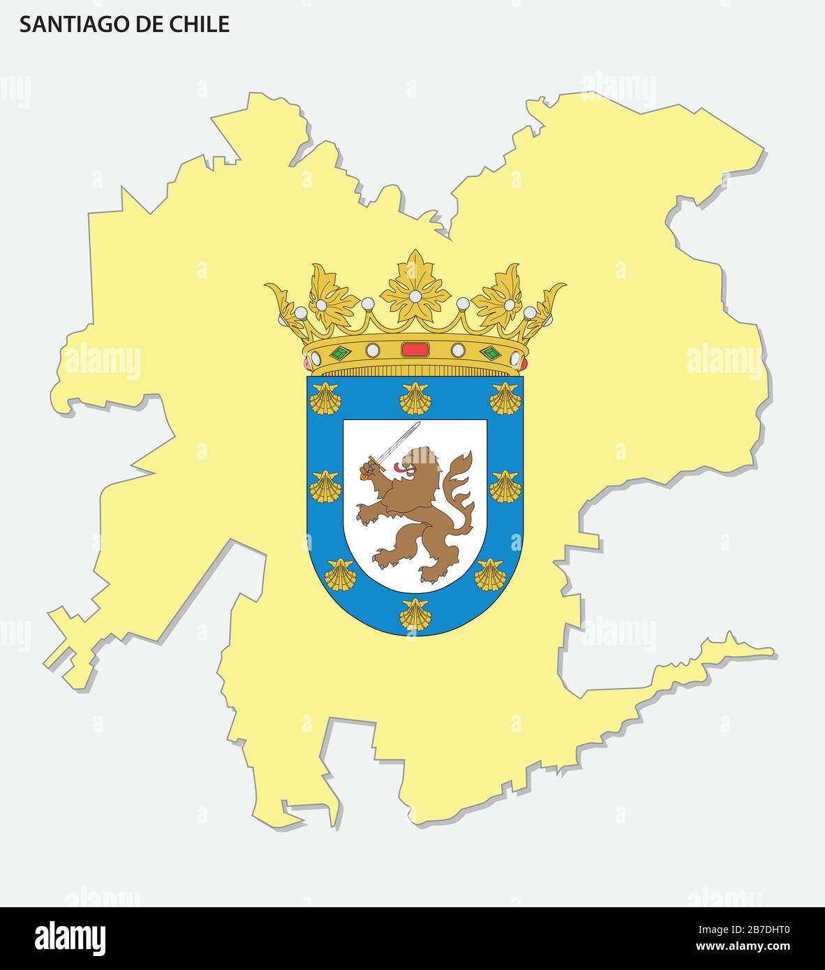 Map of the Chilean capital Santiago with coat of arms Stock Vector