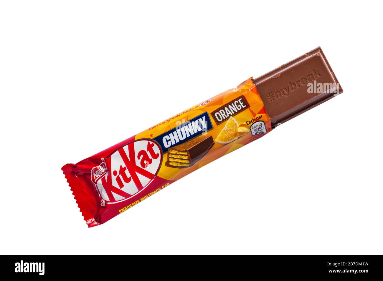 Nestle KitKat chunky orange chocolate bar isolated on white background