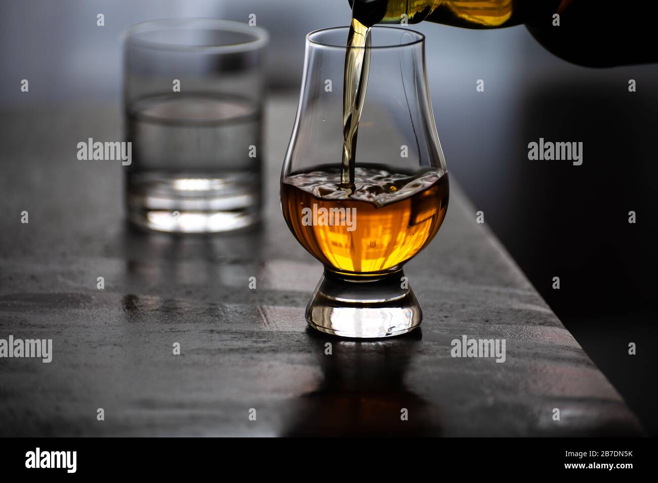 Pouring in tulipshaped tasting glass Scotch single malt or blended