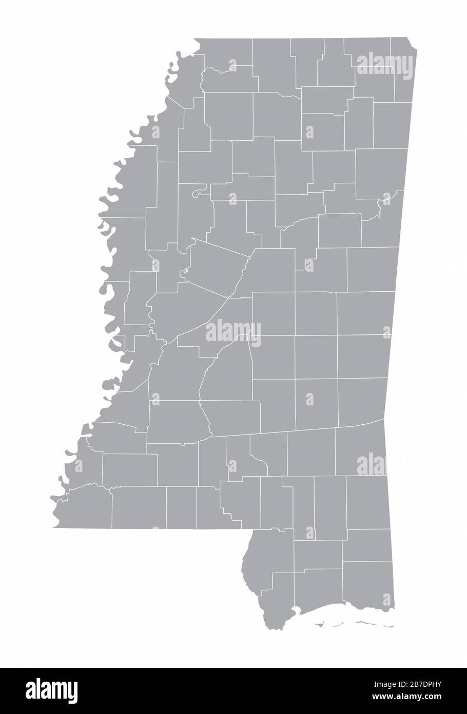 Mississippi State counties Map Stock Vector