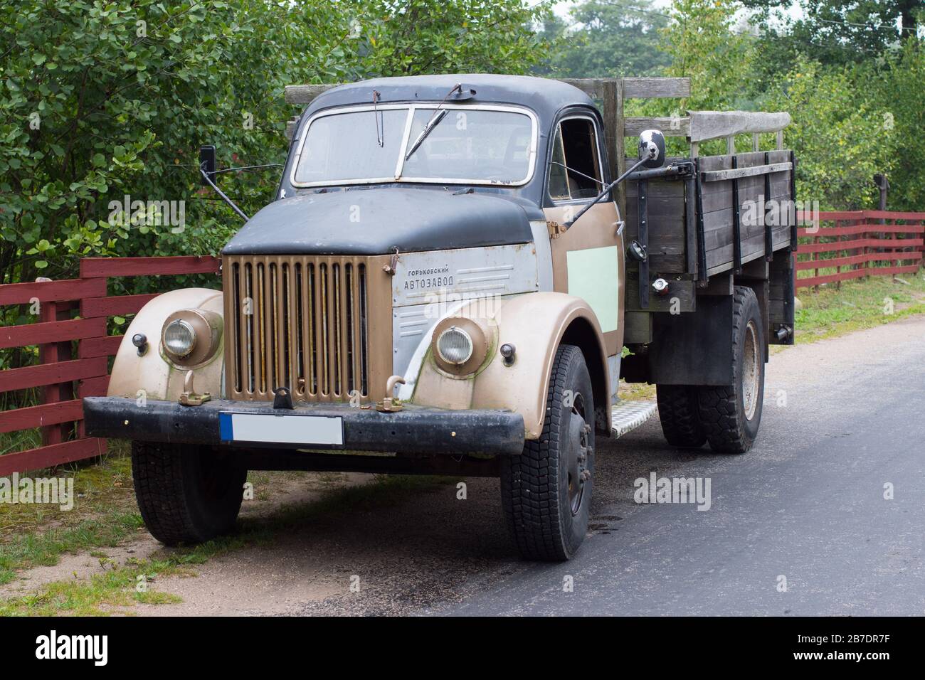 Old Soviet Union truck from 1950-s, GAZ-51, front view Stock Photo