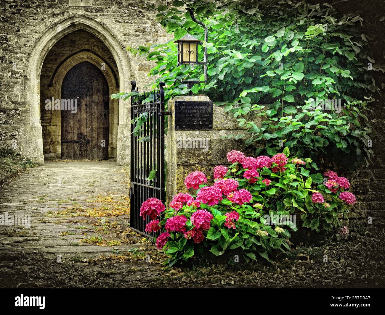 St Mary's Church Entrance at Lower Heyford in Oxfordshire,  England, UK, Britain Stock Photo