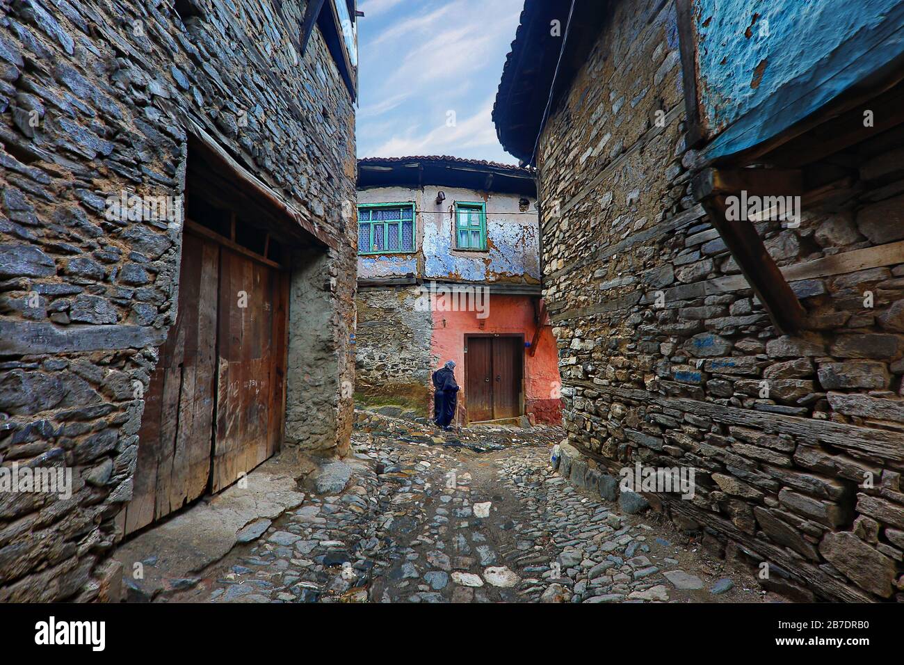 Old houses in the village of Cumalikizik, Bursa, Turkey Stock Photo