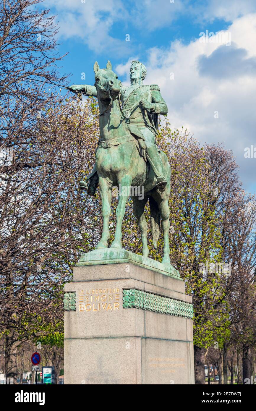 Statue of Simon Bolivar in Paris Stock Photo