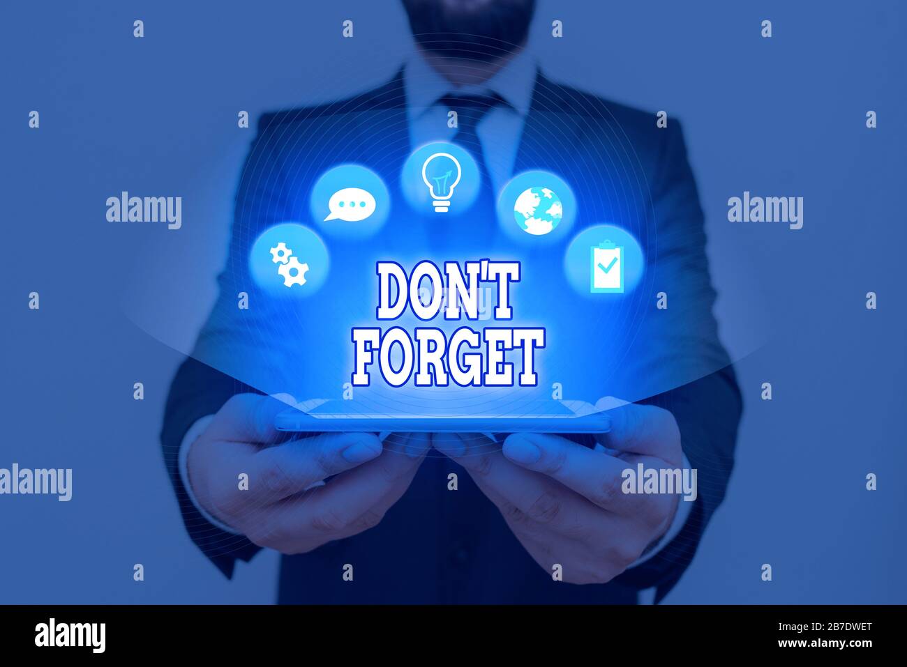 Conceptual hand writing showing Dont Forget. Concept meaning used to remind someone about important fact or detail Stock Photo