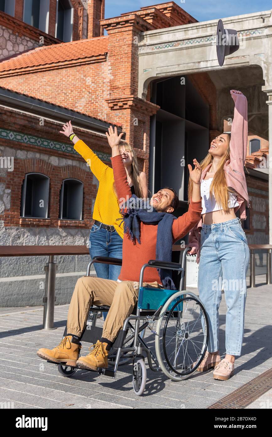 Happy person in wheelchair outdoor hi-res stock photography and images ...