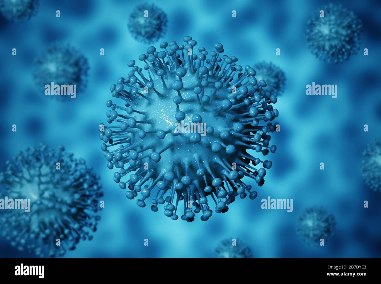 Blue coronavirus cells background Stock Photo