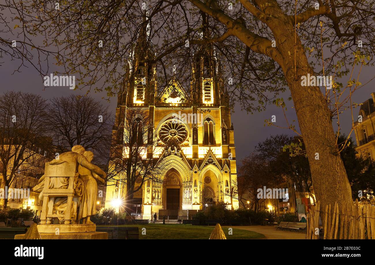 the Catholic Basilica of Saint Clotilde at night , Paris, France Stock Photo Alamy