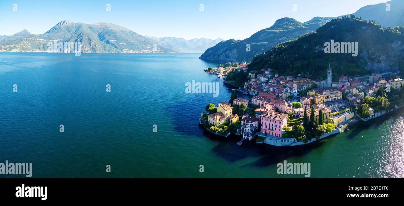 Varenna - Lake Como (IT) - Aerial view Stock Photo