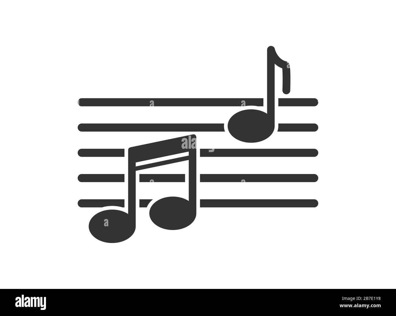 Icon of a melody, a sheet music stand with notes. Simple flat design for website and app logo Stock Vector