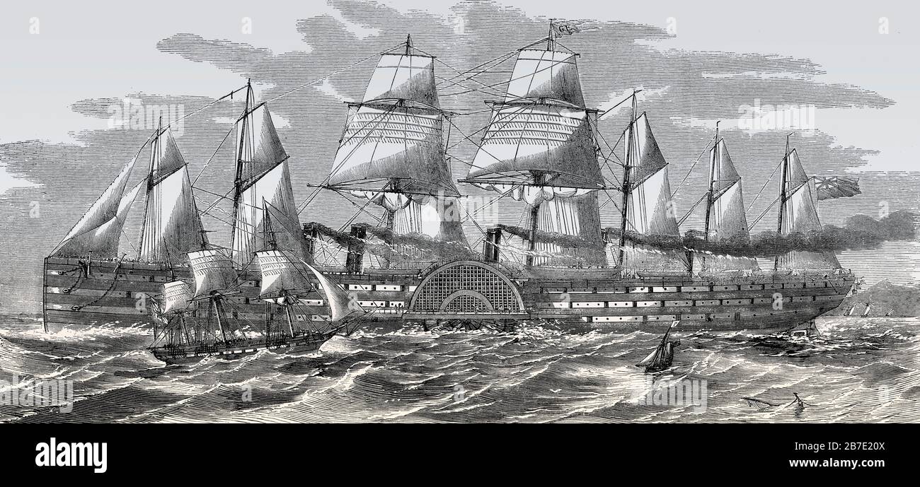 SS Great Eastern,  an iron sailing steamship, 1857 Stock Photo