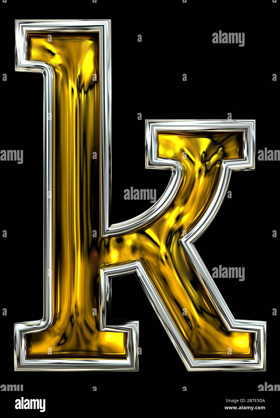 3D rendering. Lowercase Letter k. Fresh Door number style font. Clean ...