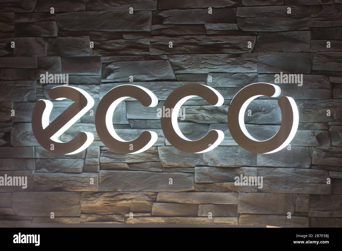 Warsaw, Poland. 27th Feb, 2020. ECCO logo seen at one of their stores.  Credit: Karol Serewis/SOPA Images/ZUMA Wire/Alamy Live News Stock Photo -  Alamy