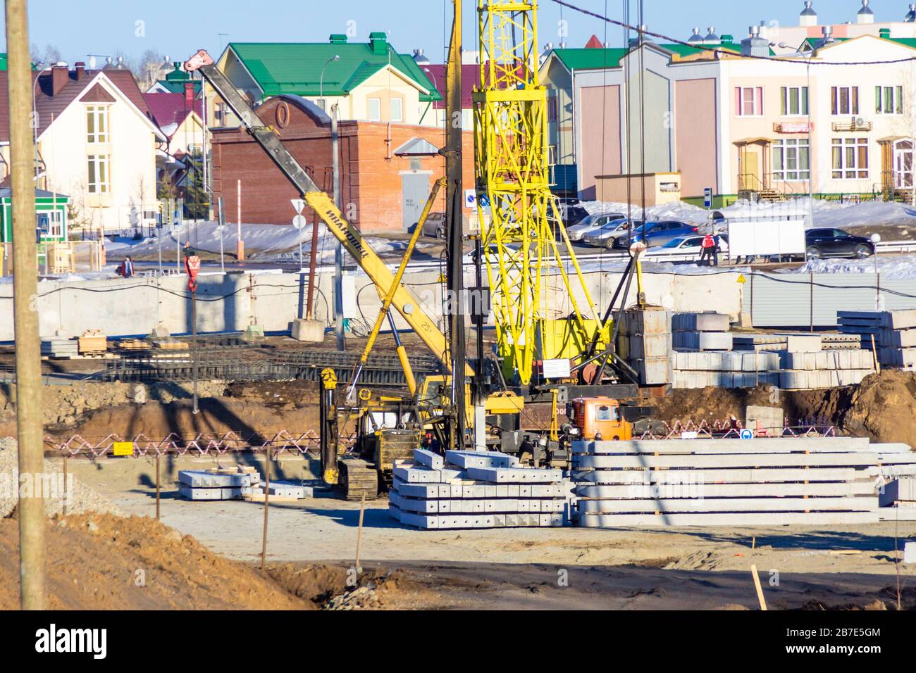 Start of construction construction of a pile foundation, a lot of