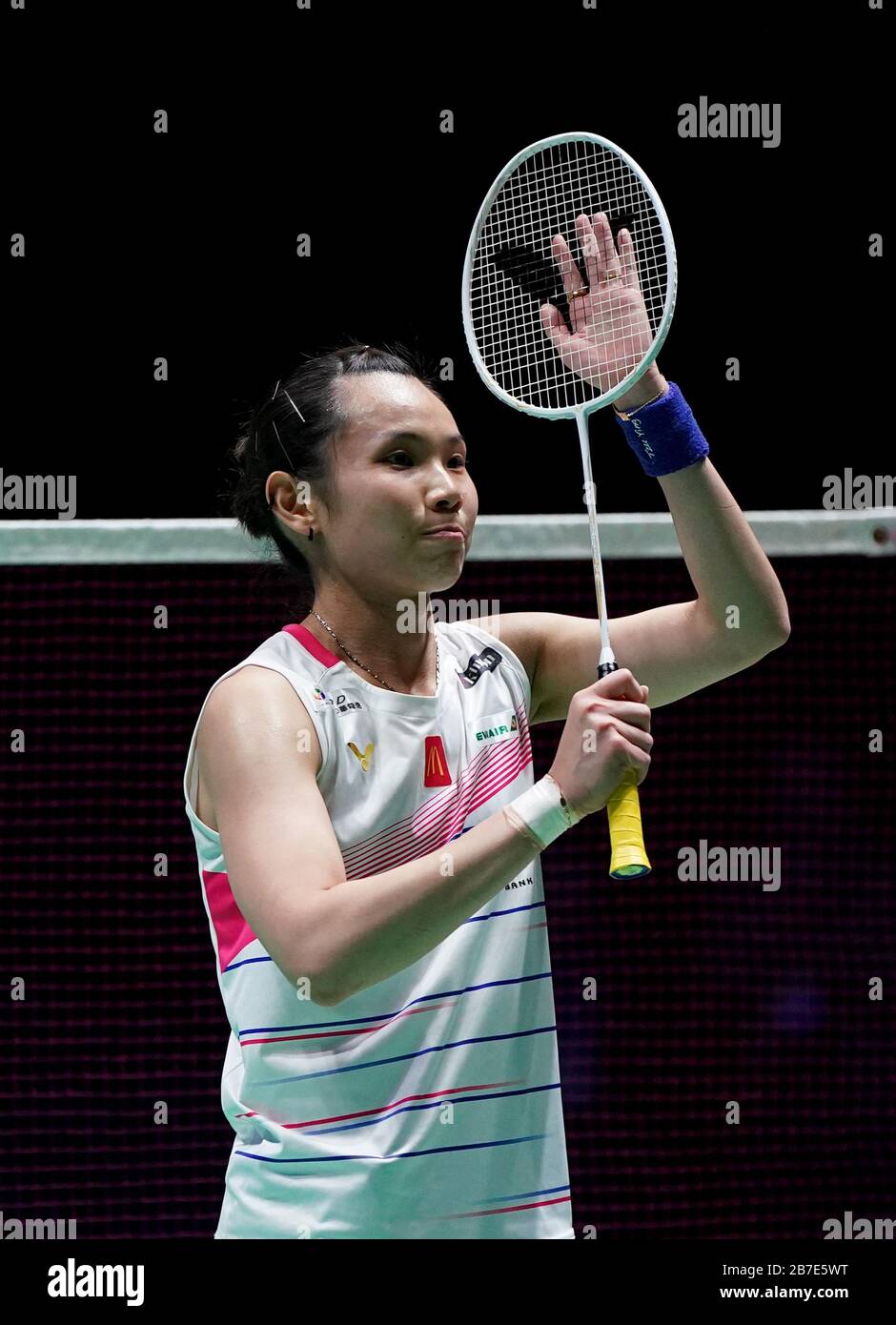 Tiawans Tai Tzu Ying reacts to winning the Womens Singles Final match during day five of the YONEX All England Open Badminton Championships at Arena Birmingham Stock Photo