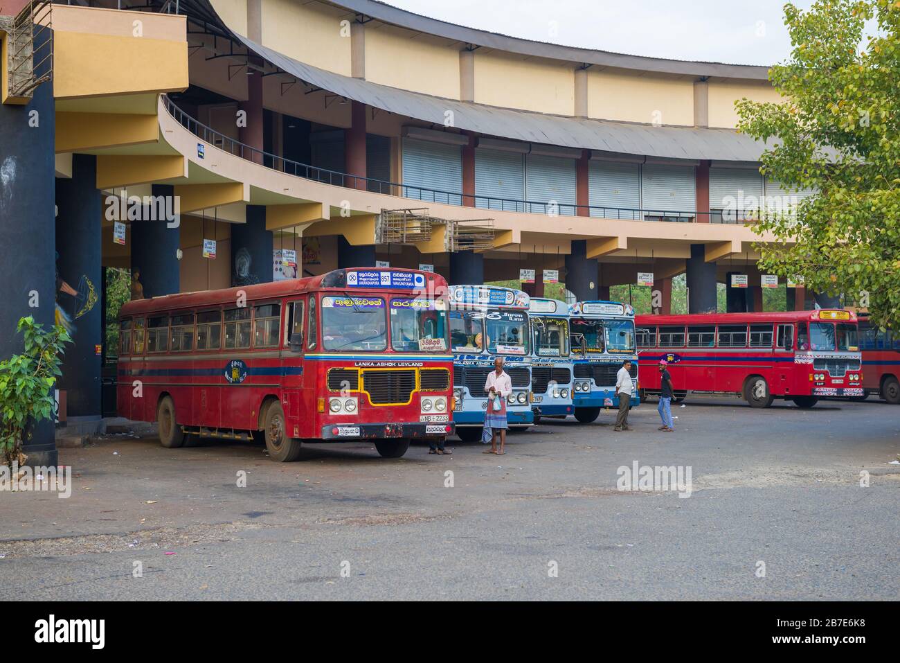 ANURADHAPURA, SRI LANKA - FEBRUARY 07, 2020: At the bus station of Anuradhapura city Stock Photo
