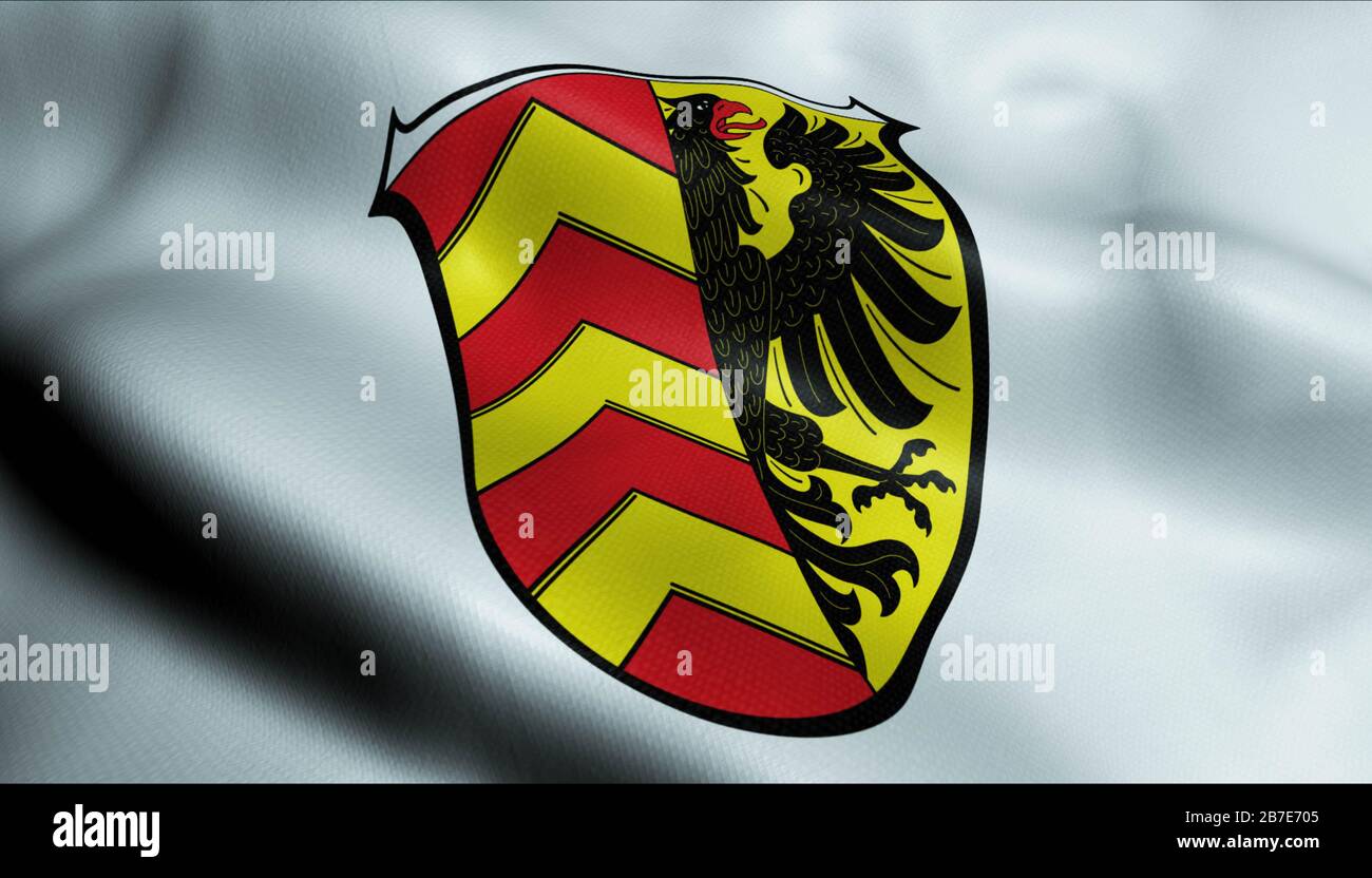3D Illustration Of A Waving Coat Of Arms Flag Of Nidderau Germany 3d-illustration-of-a-waving-coat-of-arms-flag-of-nidderau-germany