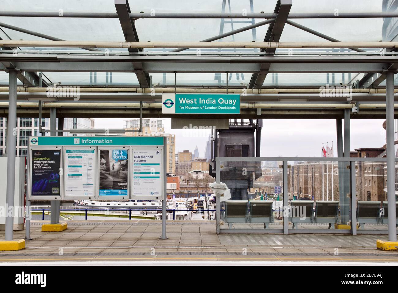 West India Quay DLR station in London Stock Photo