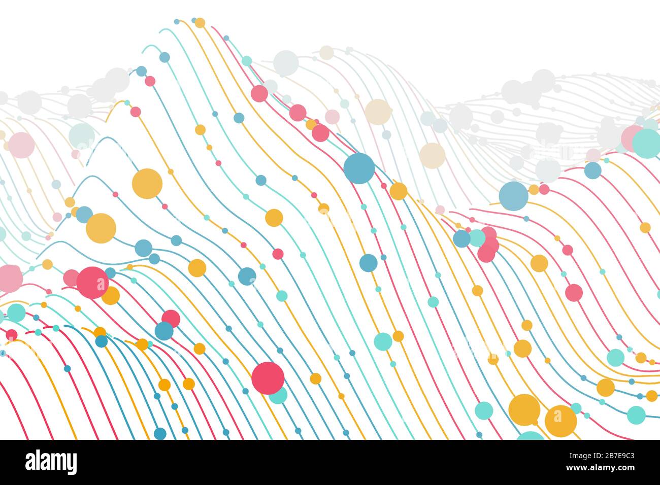 Digital chart with circles on white background. Sound waves visualization. Stock Vector