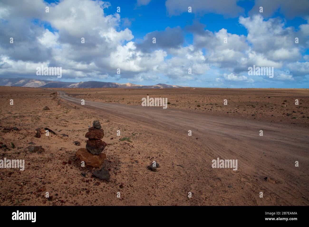 Volcanic landscape in Lanzarote island. Fields of lava.Timanfaya National Park. Canary Islands 