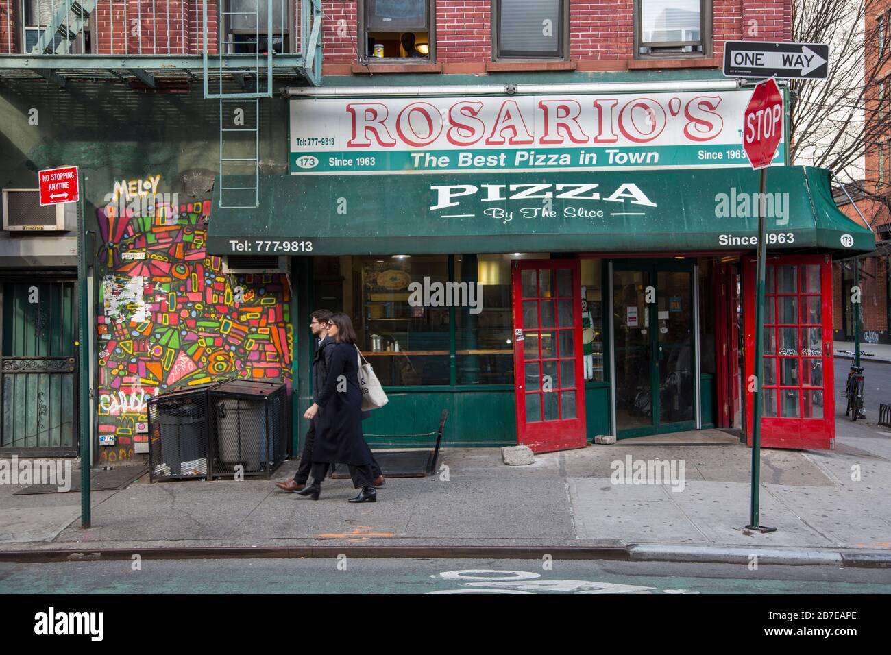 Rosario's landmark pizzeria on Orchard Street on the Lower East Side, Manhattan, NYC Stock Photo
