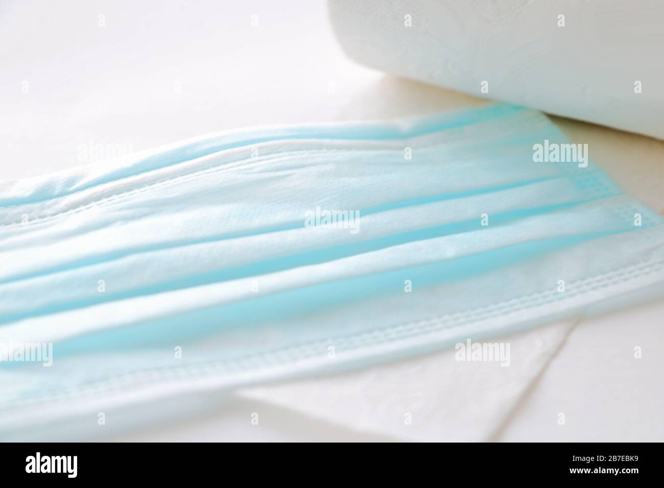 Surgical mask. Procedure mask from bacteria. Protection concept Stock Photo