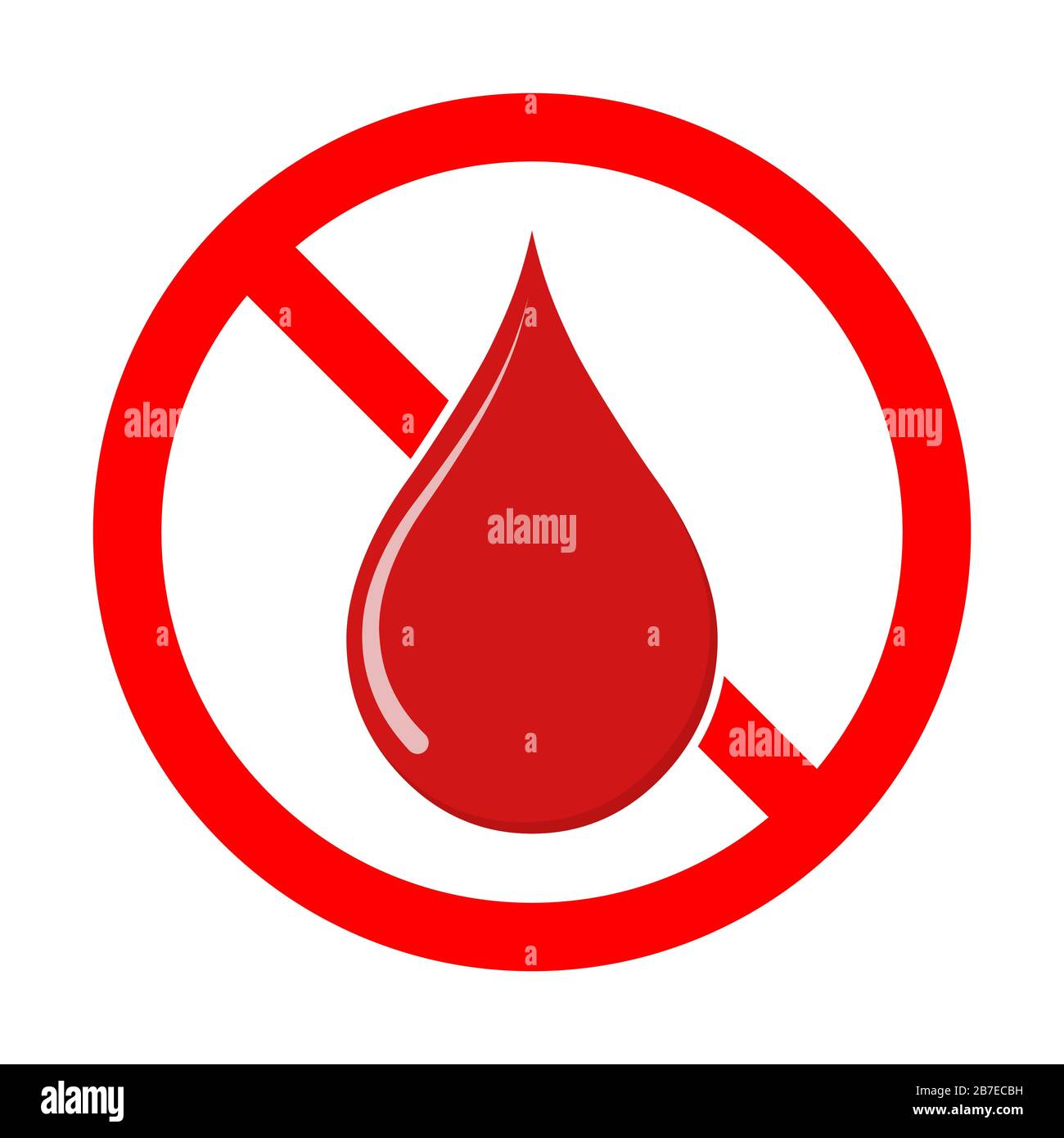 Vector sign of prohibition of a blood donation. No blood drop sign on